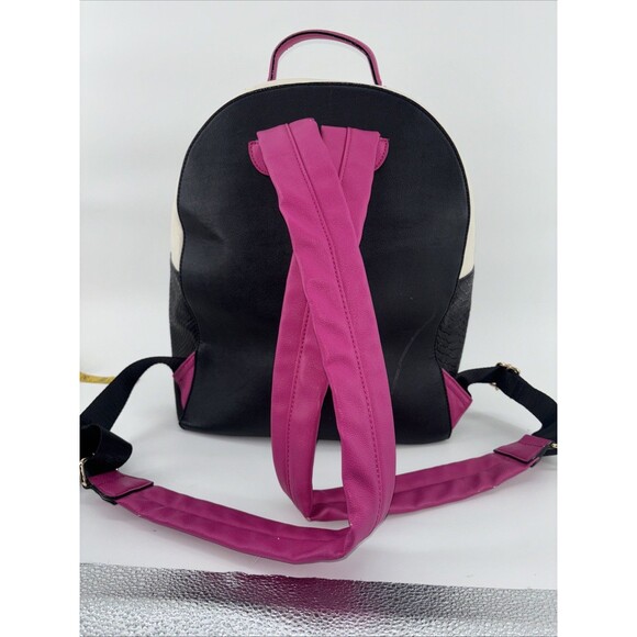 BETSEY JOHNSON QUILTED CAT FACE LARGE BACKPACK - BLACK/WHITE - Picture 4 of 6